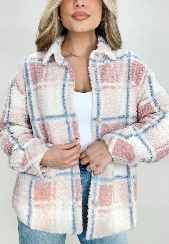 Button Up Collared Neck Sherpa Jacket
