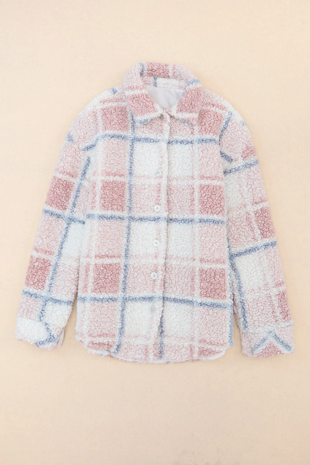 Button Up Collared Neck Sherpa Jacket