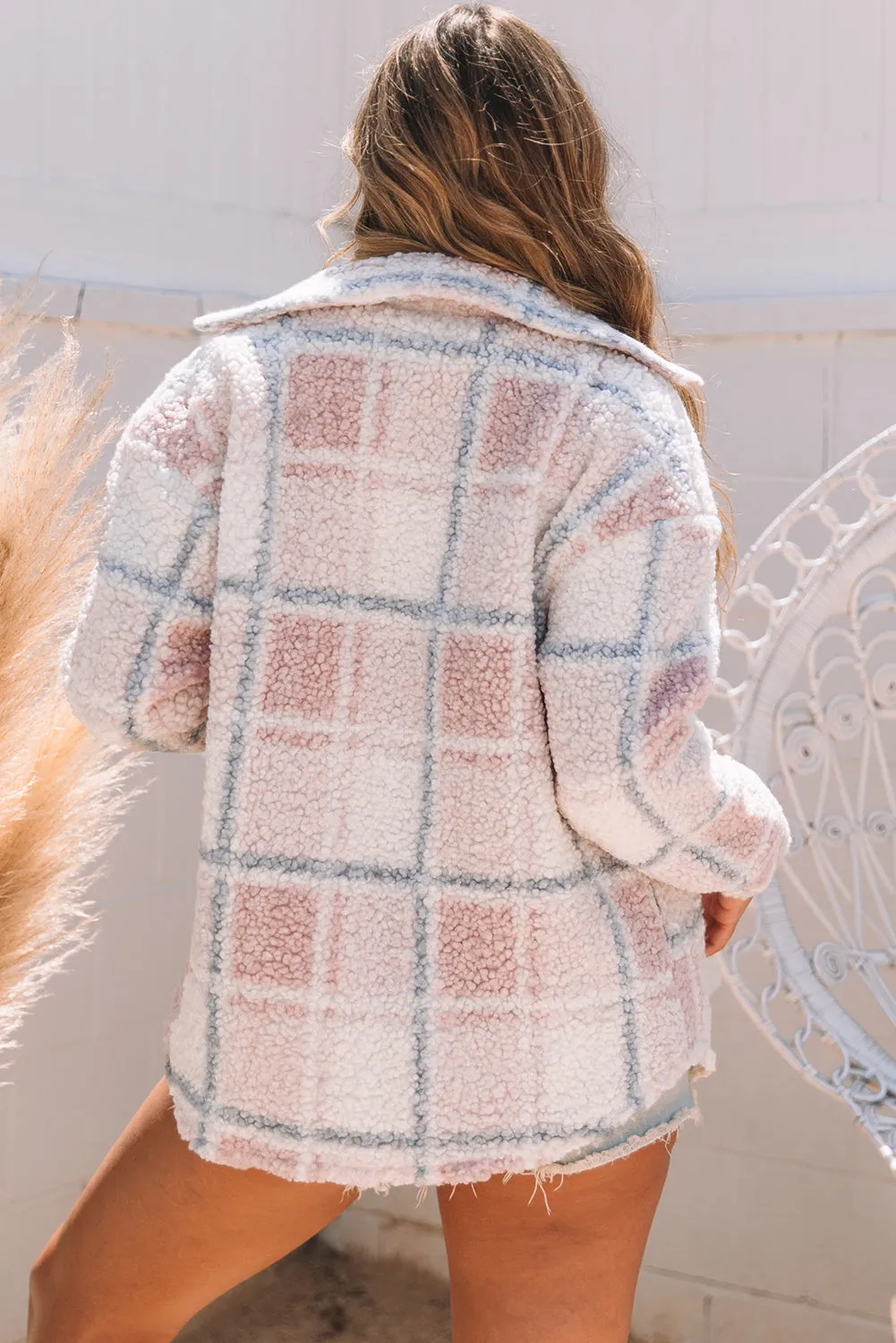 Button Up Collared Neck Sherpa Jacket