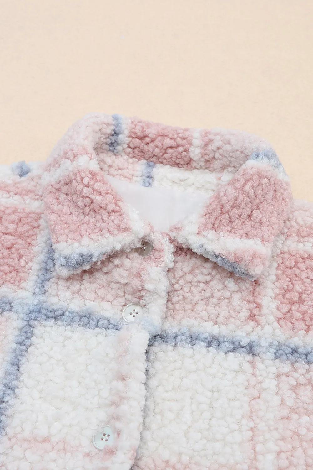 Button Up Collared Neck Sherpa Jacket