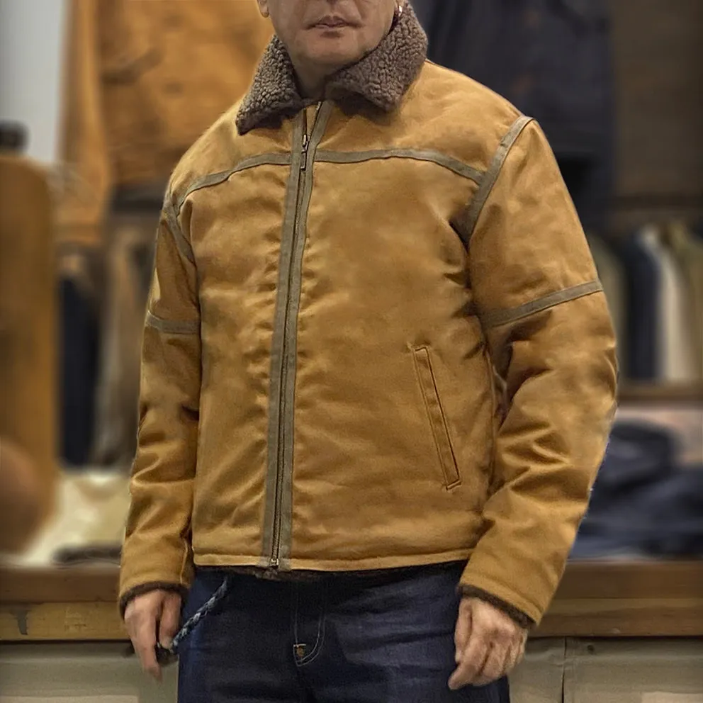 BZEN M.3054 GENGHIS-CR REGULAR FIT RAF WW2 INSPIRED AVIATOR FLYING GRIZZLY RUST CANVAS JACKET-12OZ-E0 RUST