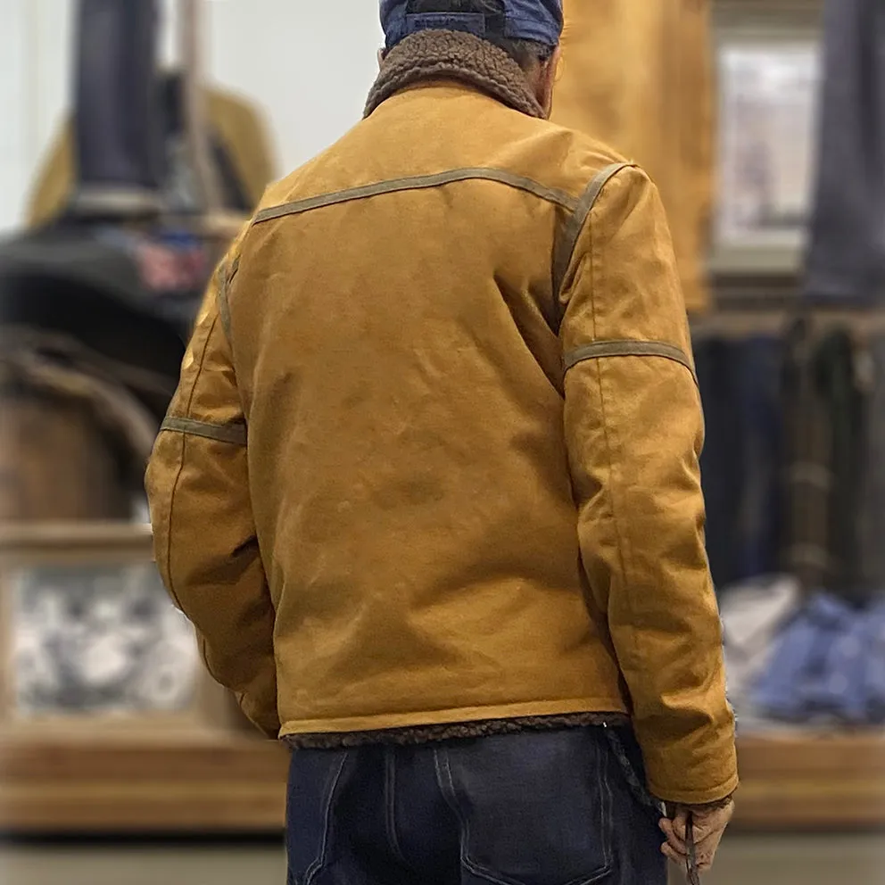 BZEN M.3054 GENGHIS-CR REGULAR FIT RAF WW2 INSPIRED AVIATOR FLYING GRIZZLY RUST CANVAS JACKET-12OZ-E0 RUST