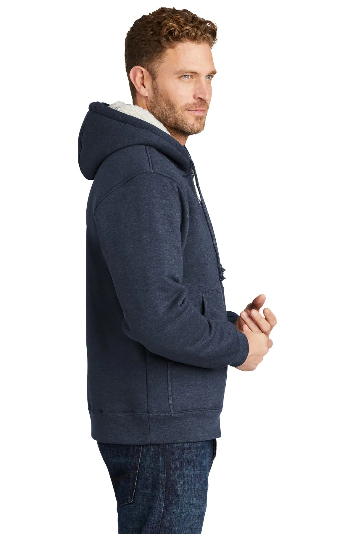 CornerStone Sherpa-Lined Hooded Fleece Jacket, Navy