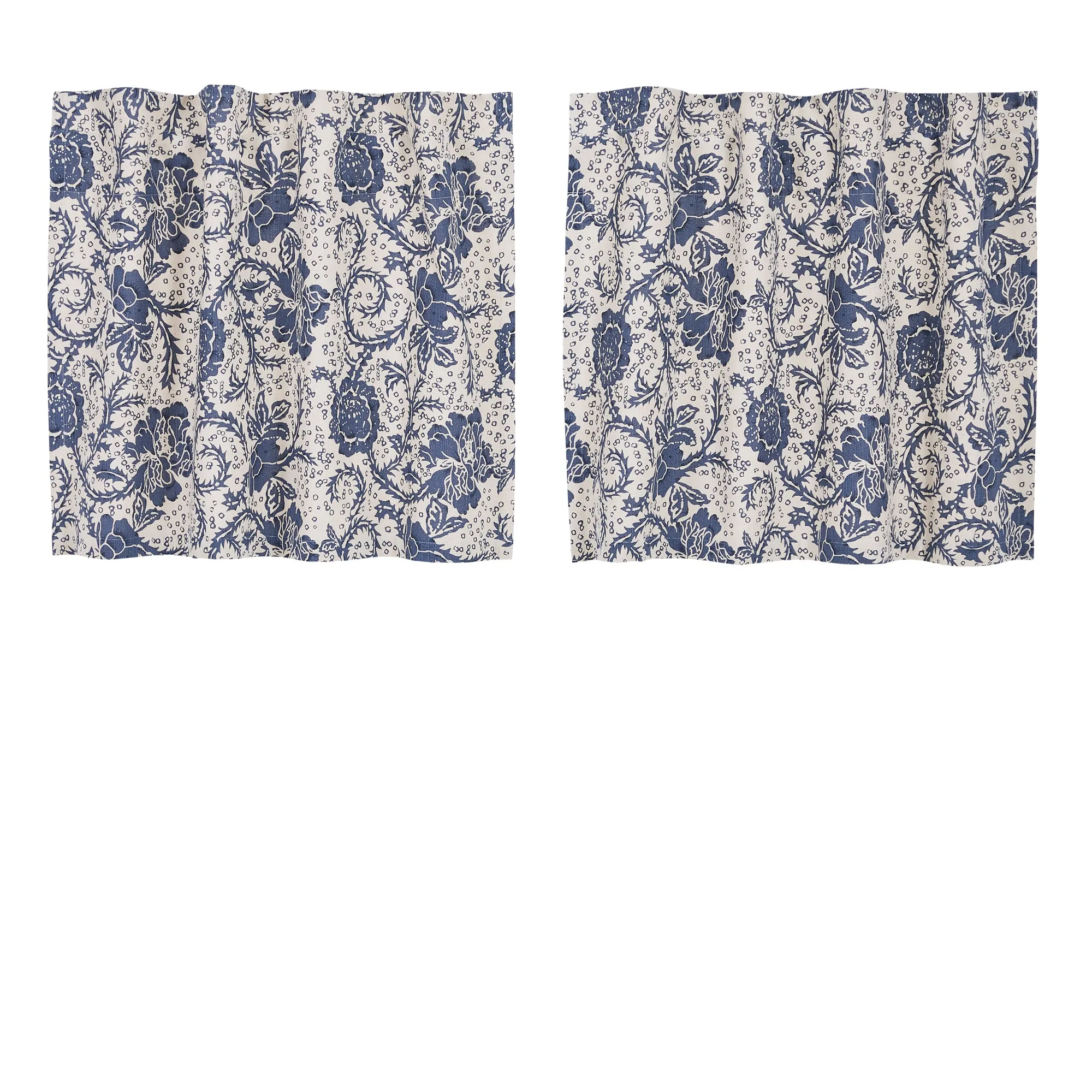 Dorset Navy Floral Lined Tier Curtains 24"