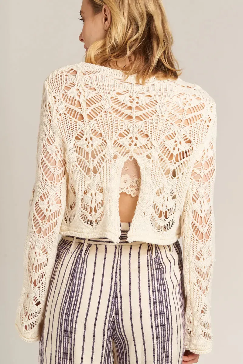 En Creme Soft Girl Crochet Sweater – Vintage Charm Meets Modern Style