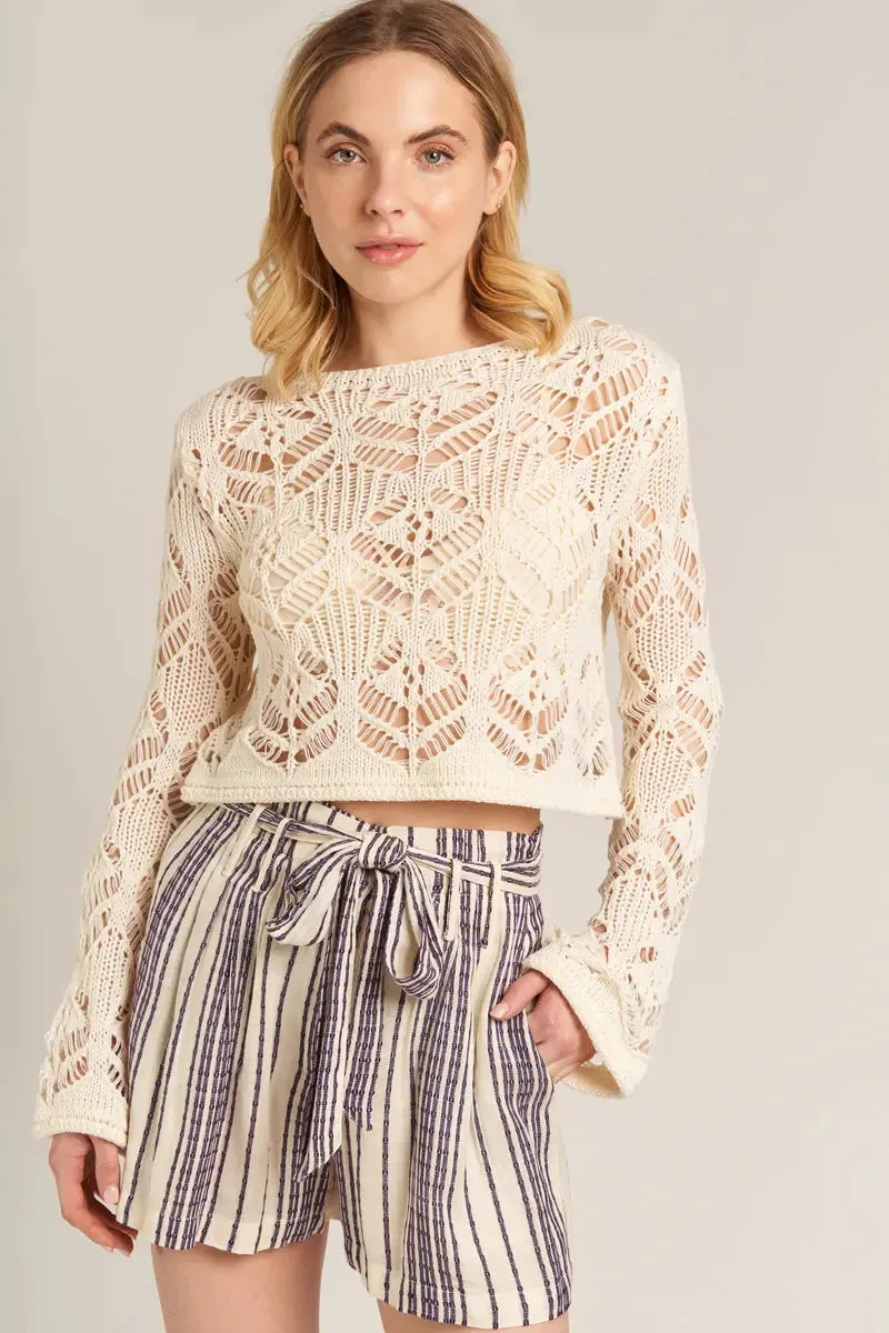 En Creme Soft Girl Crochet Sweater – Vintage Charm Meets Modern Style