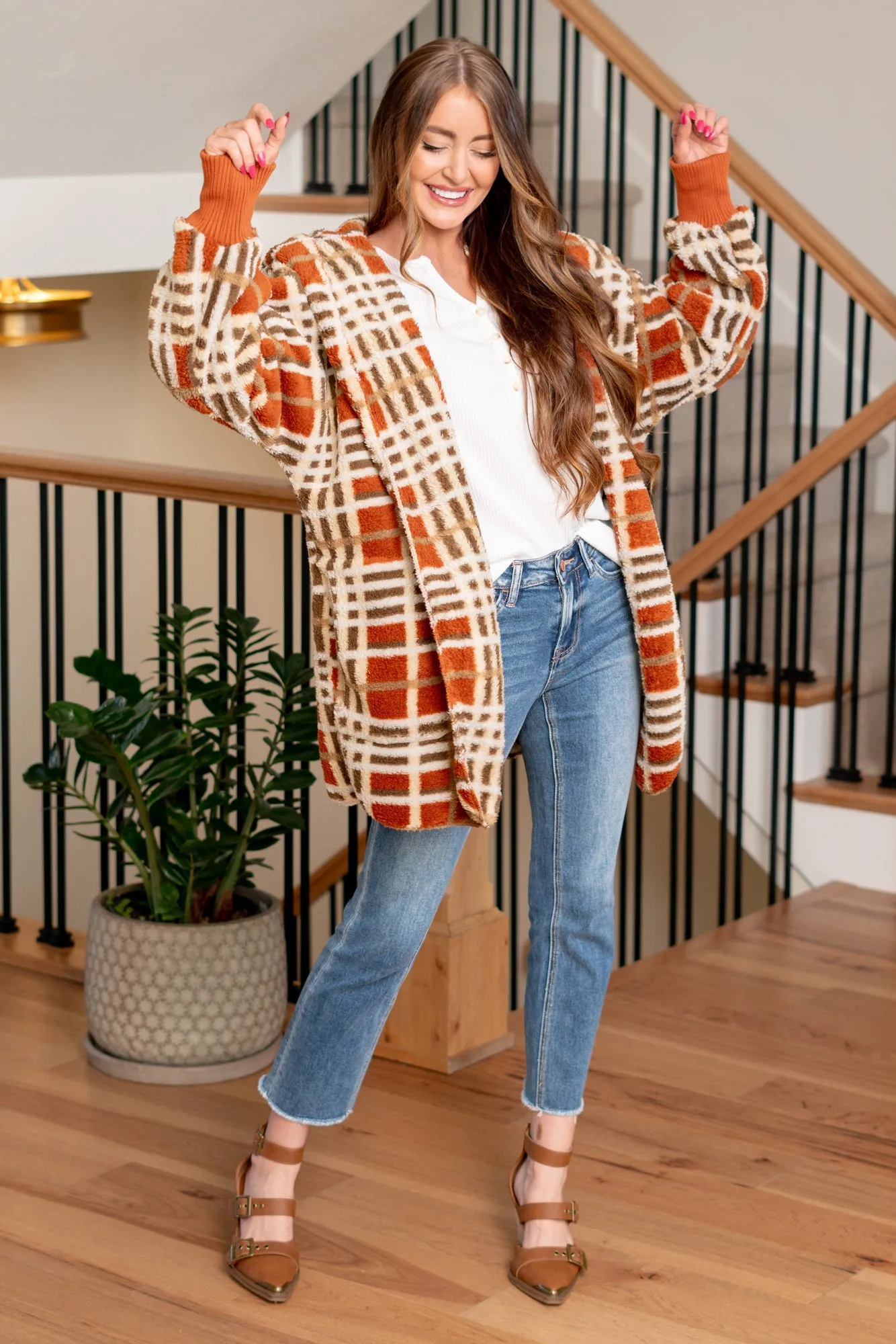 Flannel Plaid Sherpa - Rust Mix