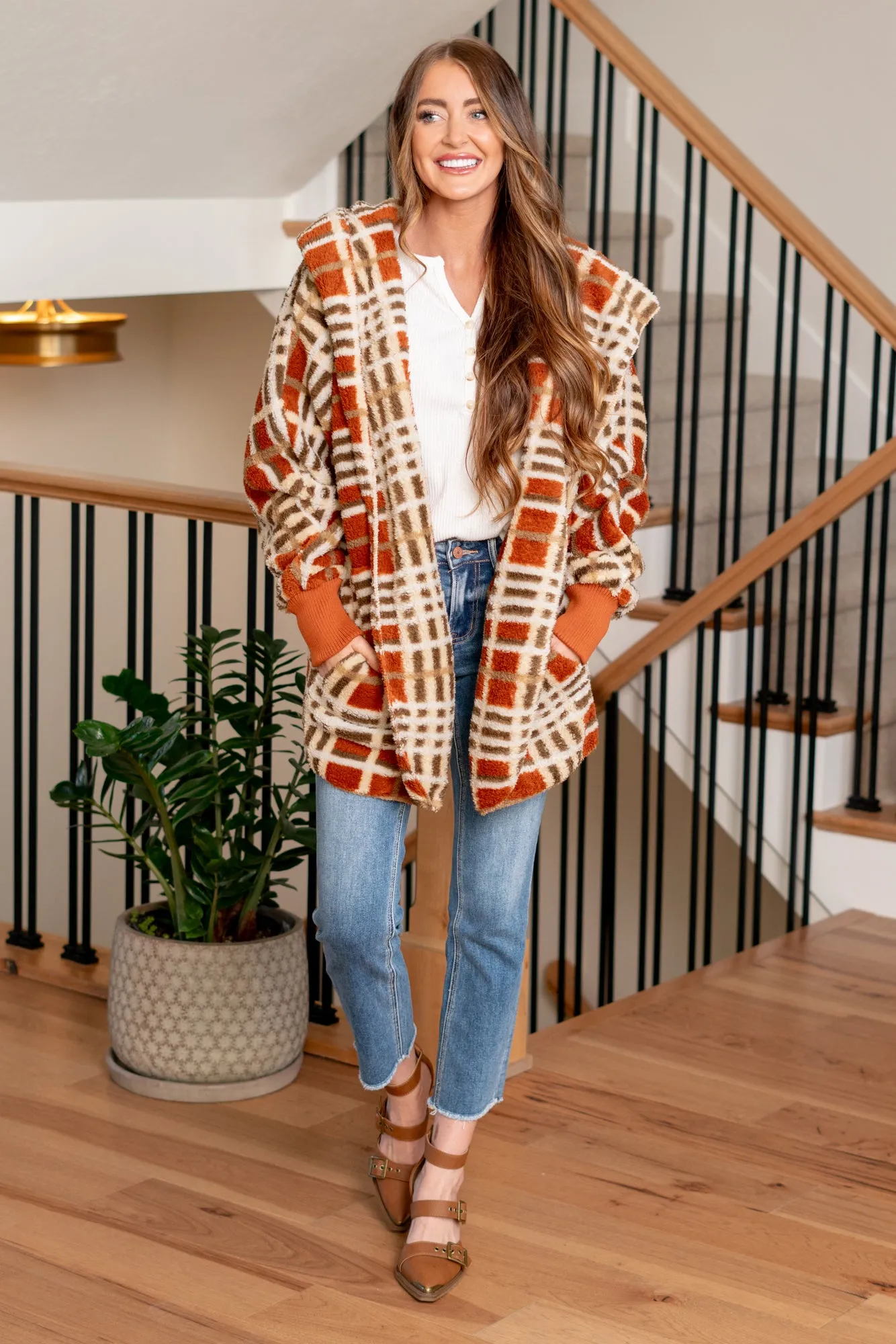 Flannel Plaid Sherpa - Rust Mix