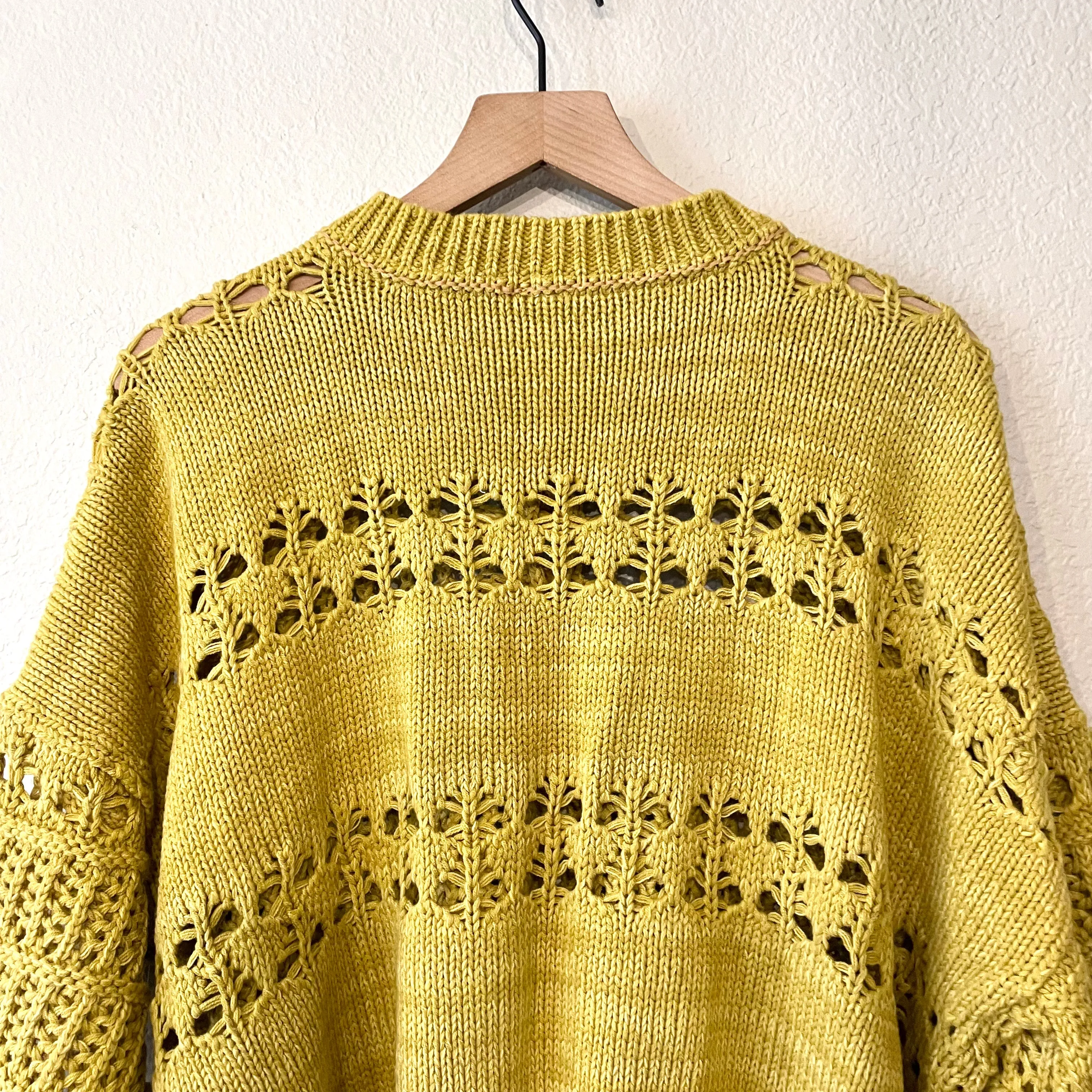 Henley Open Knit Crop Sweater