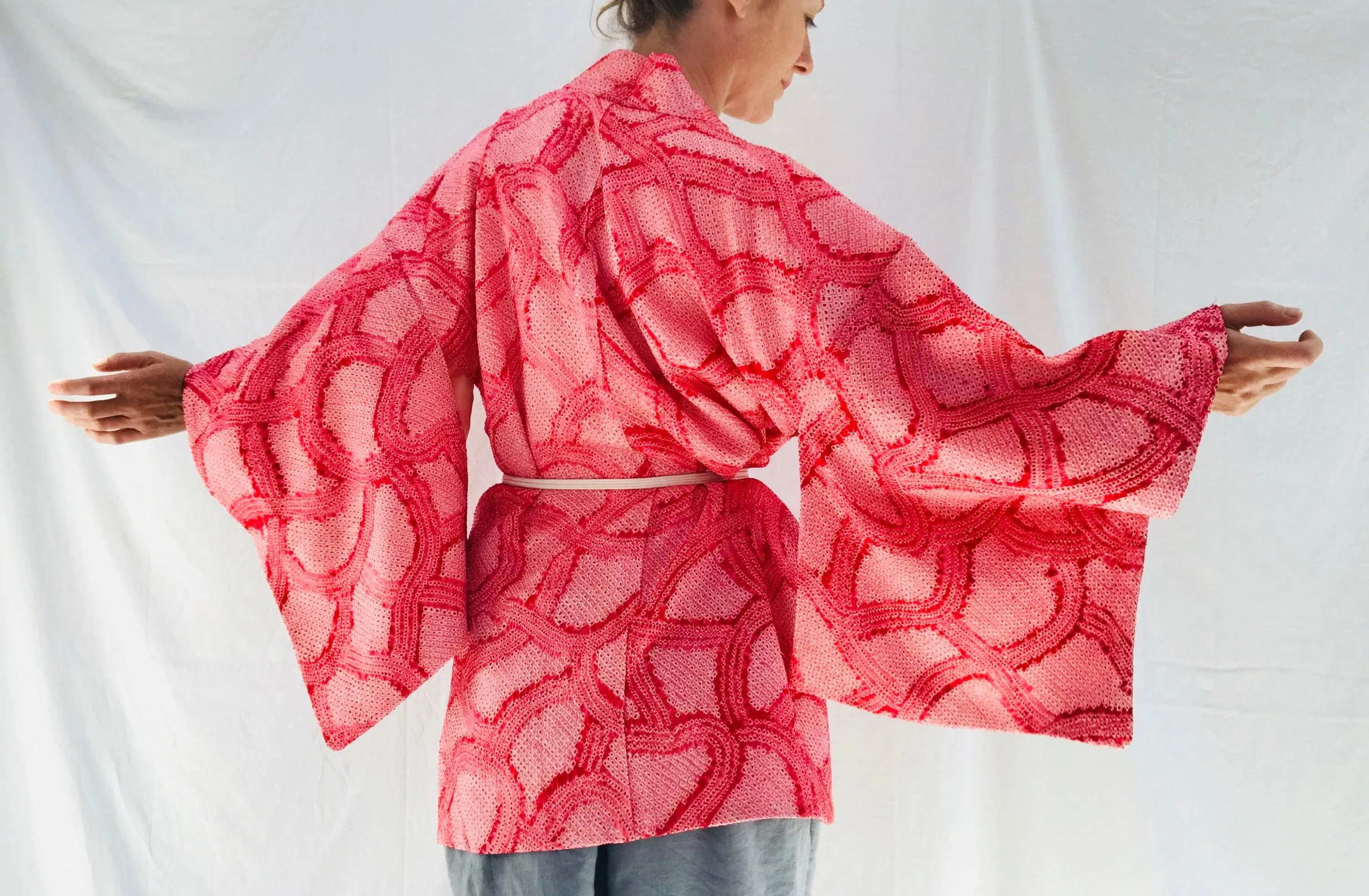 Silk Shibori Kimono. Haori