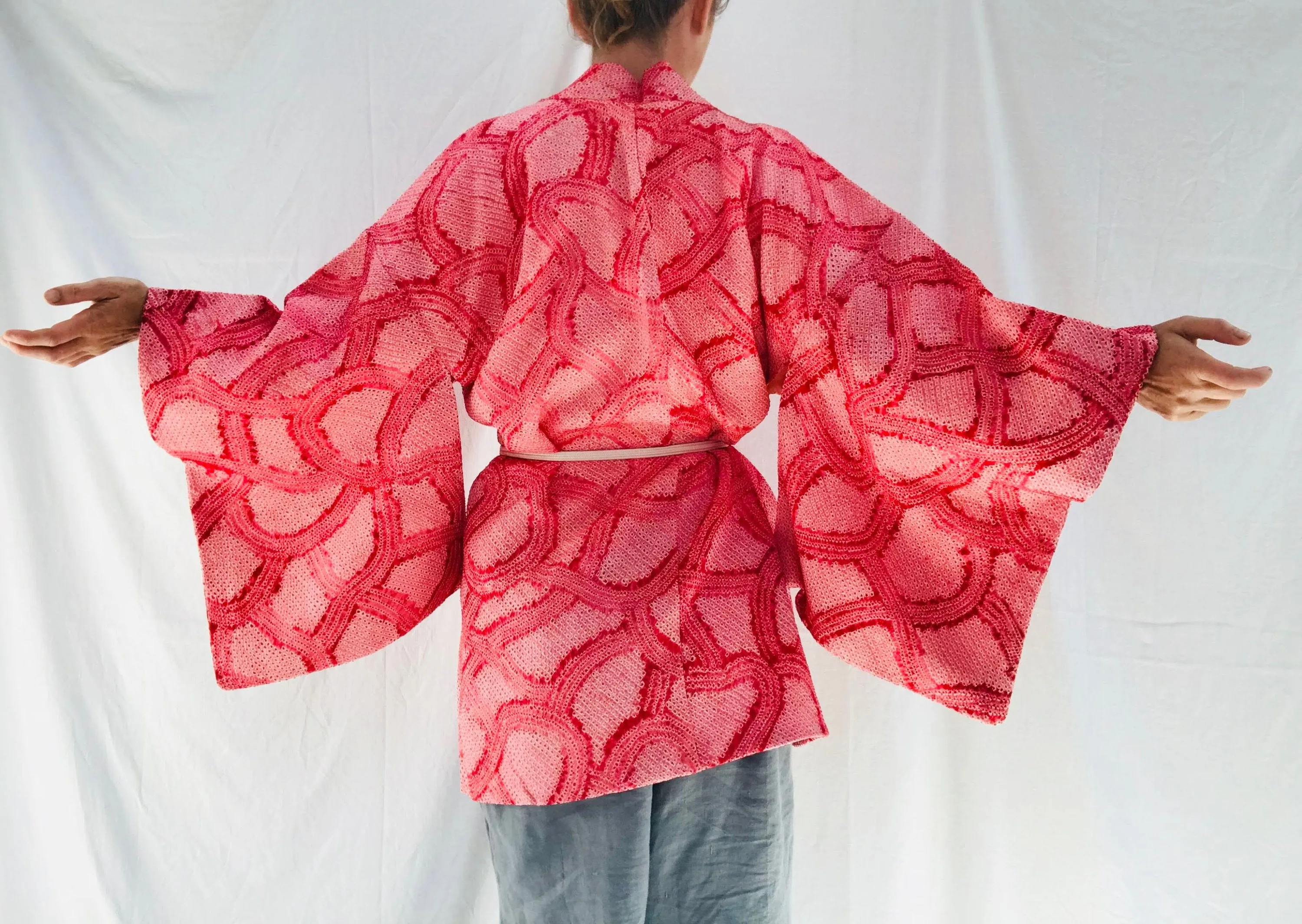 Silk Shibori Kimono. Haori
