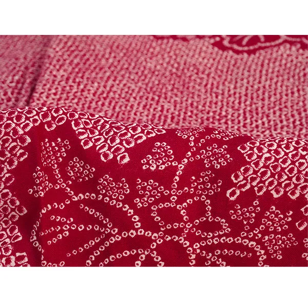 Vintage Haori Kimono Jacket Silk, Classic Red base, “Kanoko” , Paulownia Design