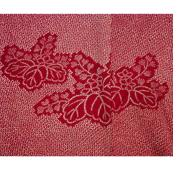 Vintage Haori Kimono Jacket Silk, Classic Red base, “Kanoko” , Paulownia Design