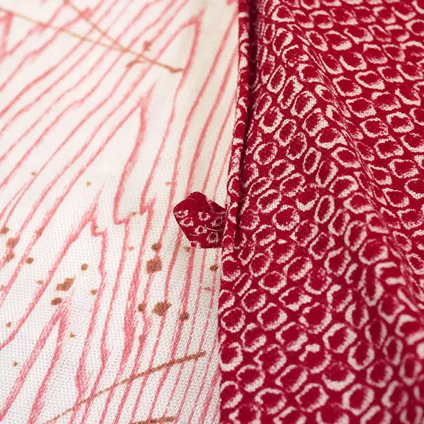 Vintage Haori Kimono Jacket Silk, Classic Red base, “Kanoko” , Paulownia Design