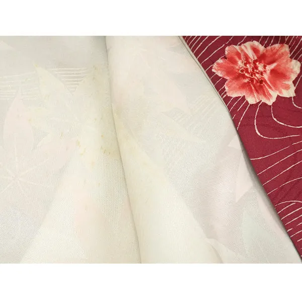 Vintage Haori Kimono Jacket Silk, Deep Red-Purple base, Textured Flowers